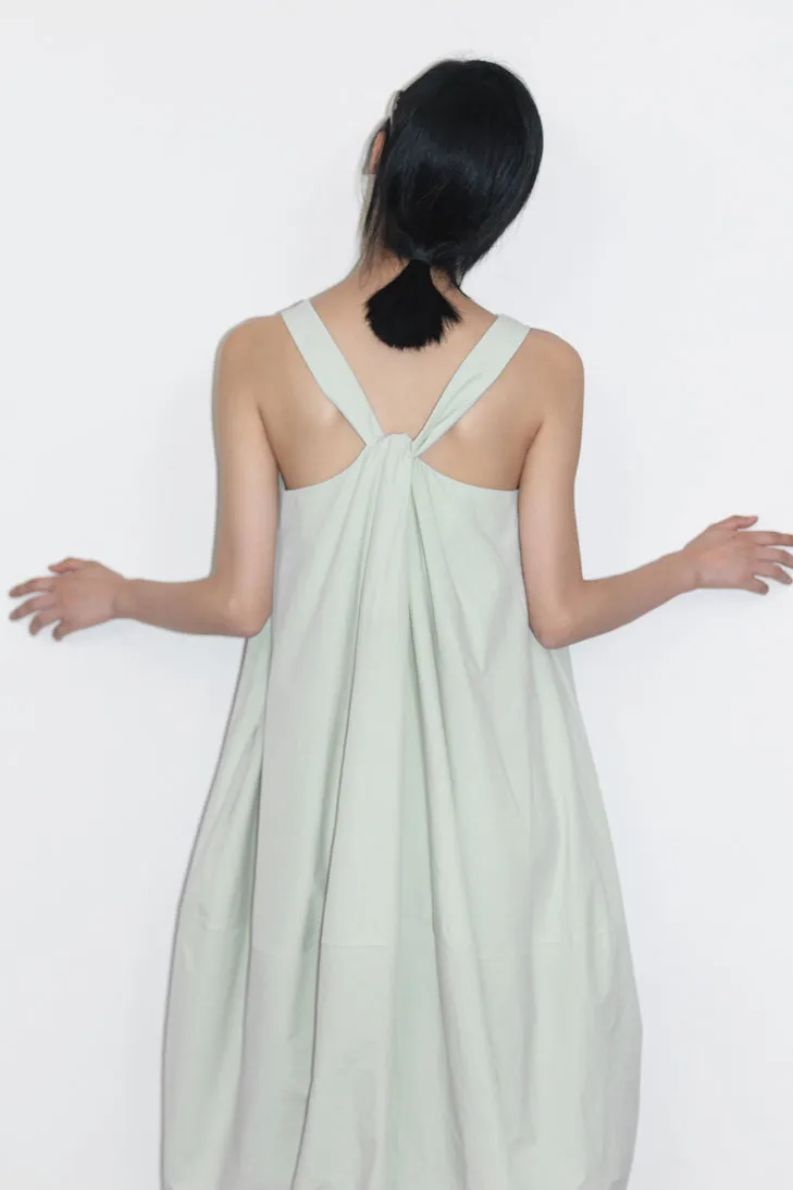 Cotton blend linen  back-knot starfruit-shaped vest dress | 3 color