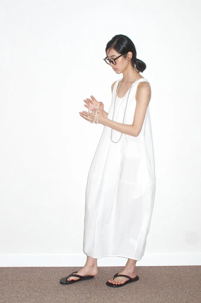 Cotton blend linen  back-knot starfruit-shaped vest dress | 3 color