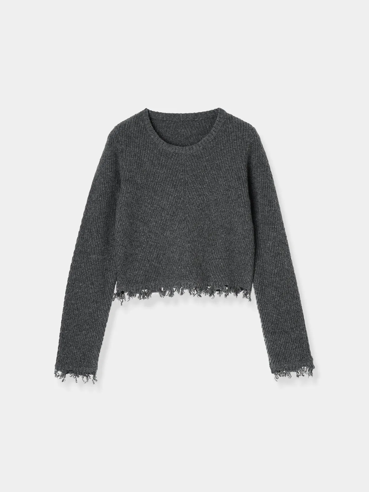 Cropped Damage Knit tops