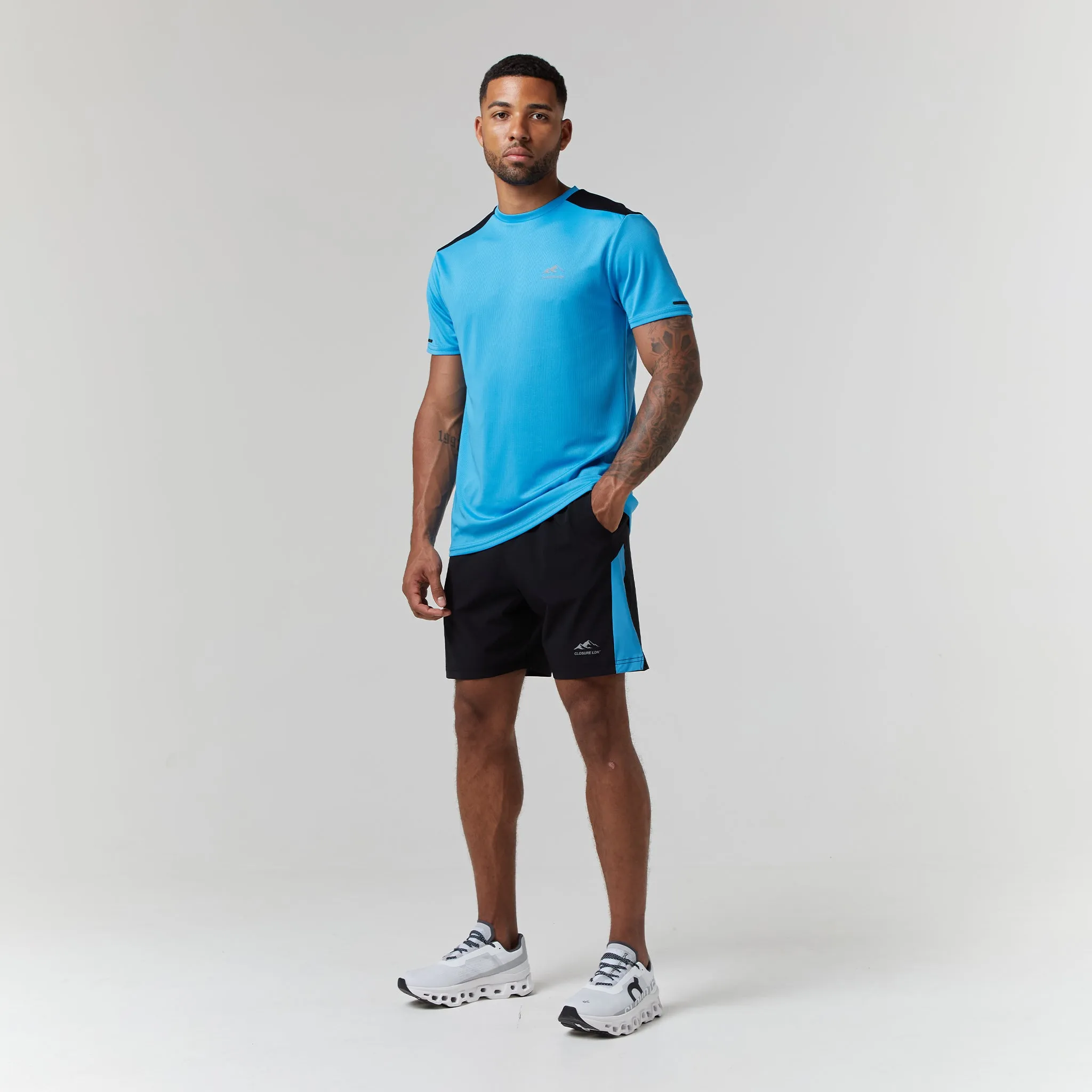 Cut & Sew Training Twinset | Neon Blue/Black