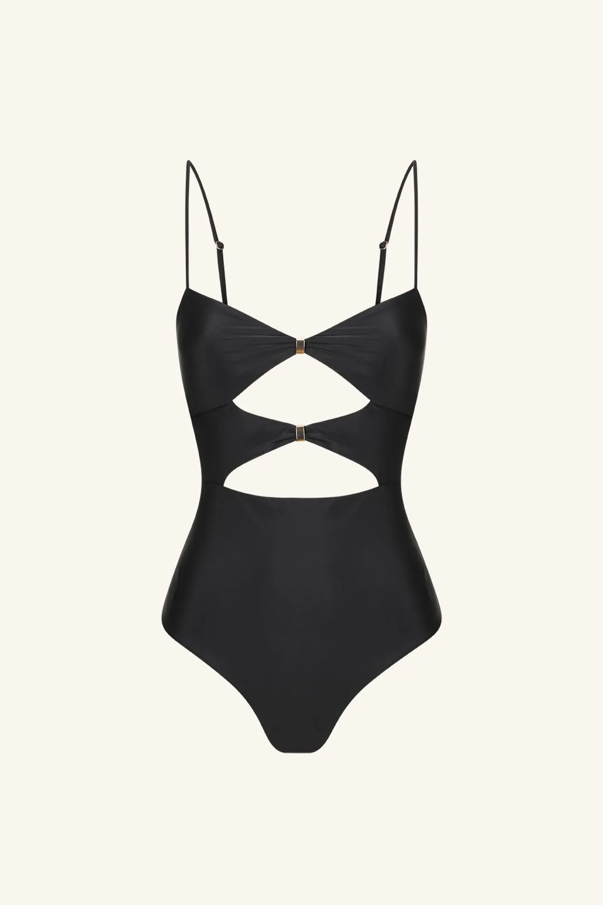 DAIQUIRI RUCHED CUT OUT ONE PIECE - BLACK