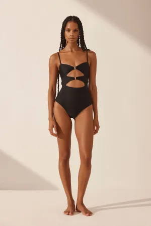 DAIQUIRI RUCHED CUT OUT ONE PIECE - BLACK