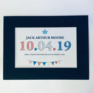 Date of Birth Baby Print – Personalised