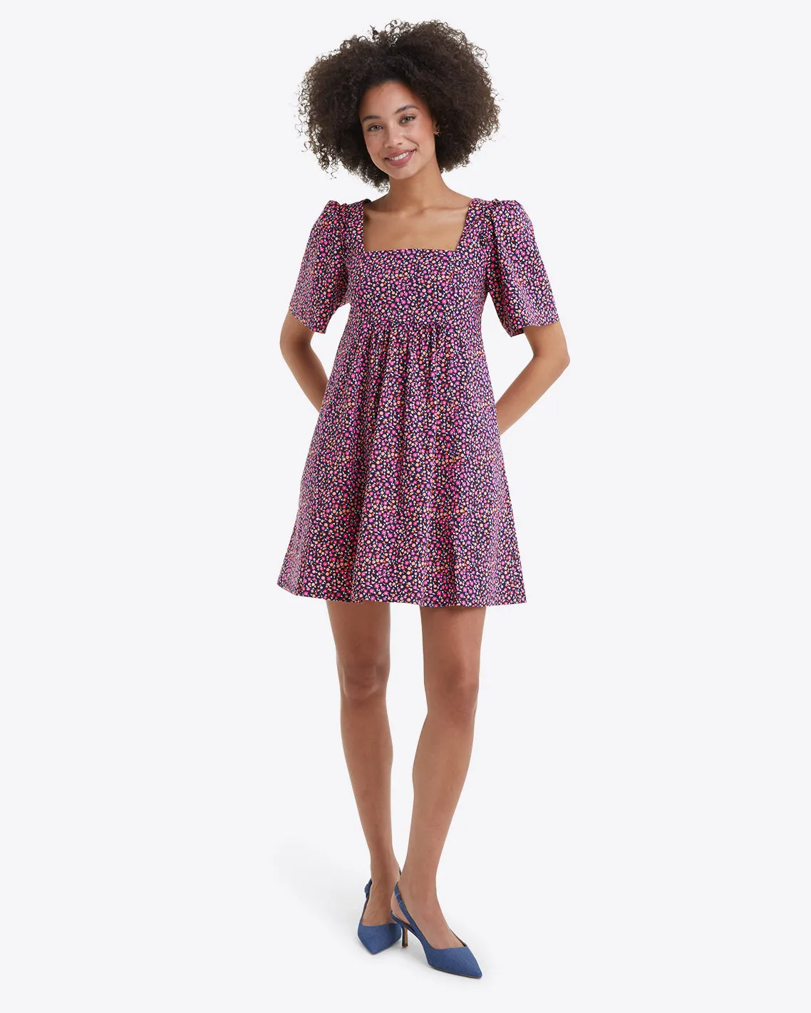 Dottie Babydoll Dress in Ditsy Poppy