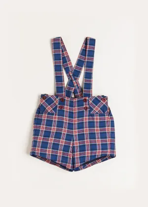 Eaton Check Shorts with Braces in Navy (18mths-4yrs)