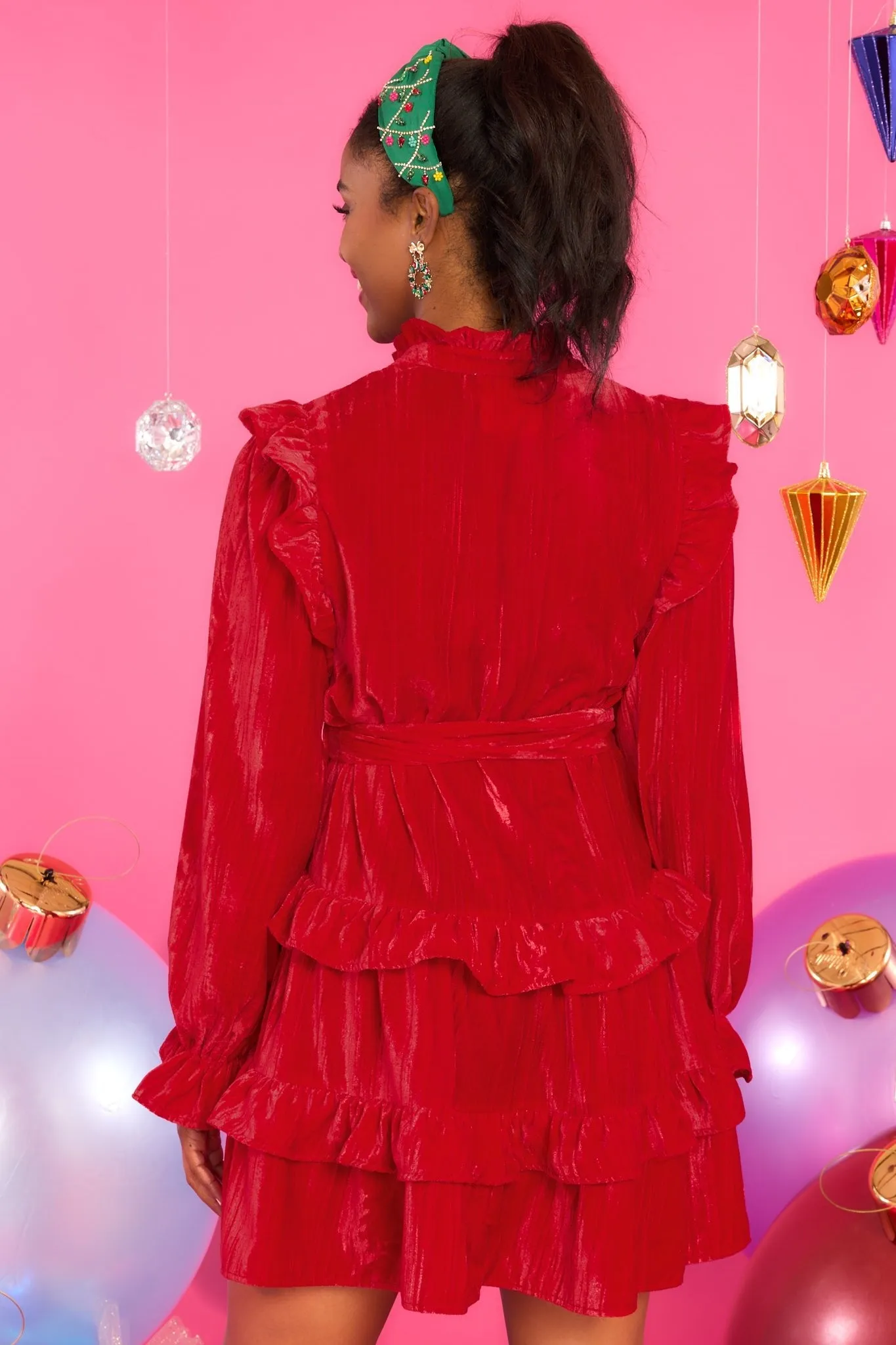 Elfin' Around Red Velvet Dress