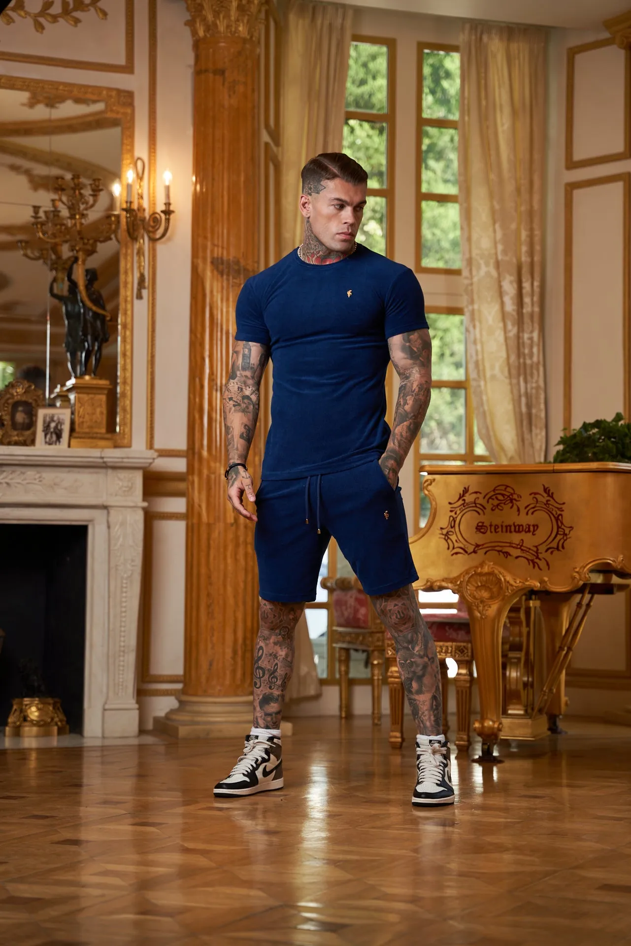 Father Sons French Navy Towelling Shorts - FSTS657