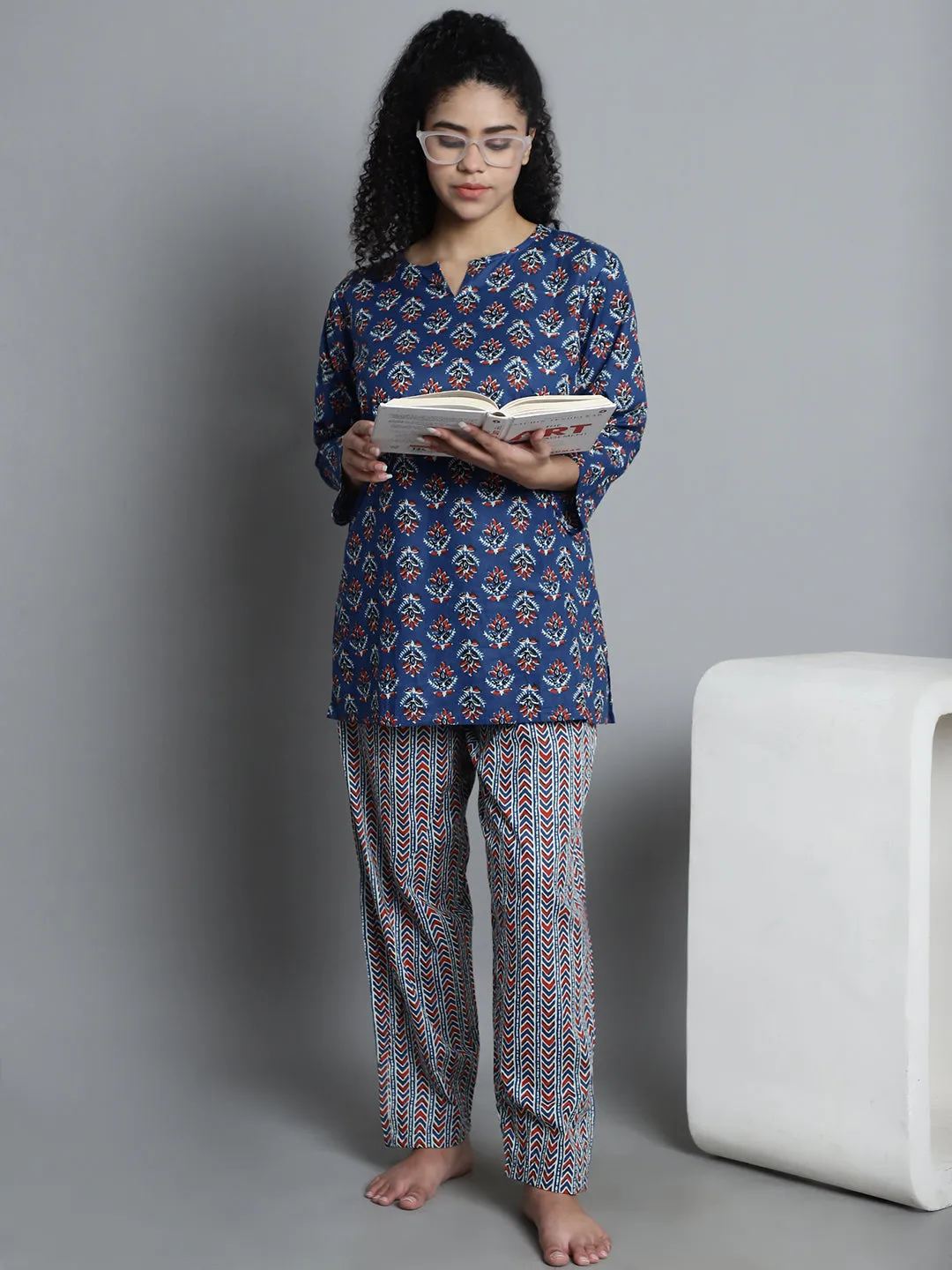 Floral Short Kurti with Trouser Set