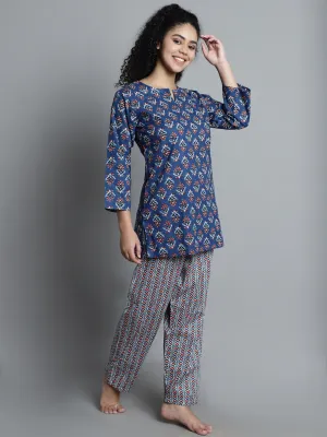 Floral Short Kurti with Trouser Set