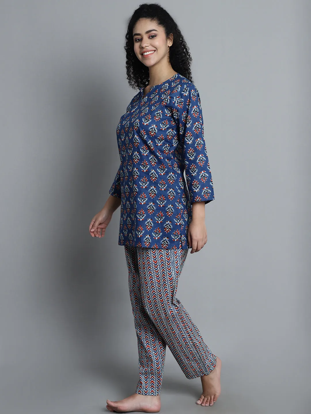 Floral Short Kurti with Trouser Set