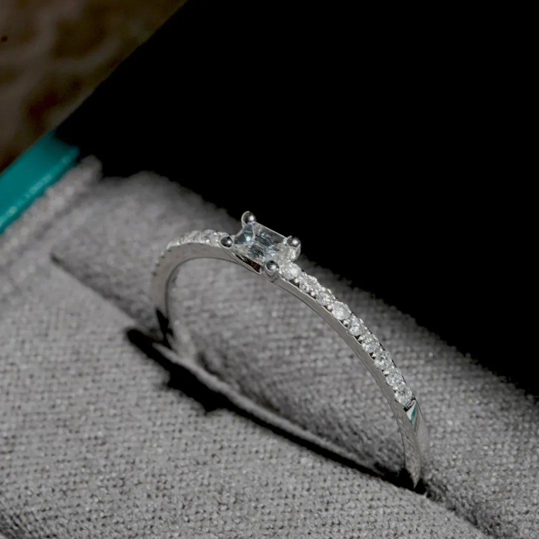 For Her Jewellery - 18K White Gold Baguette Diamond Ring