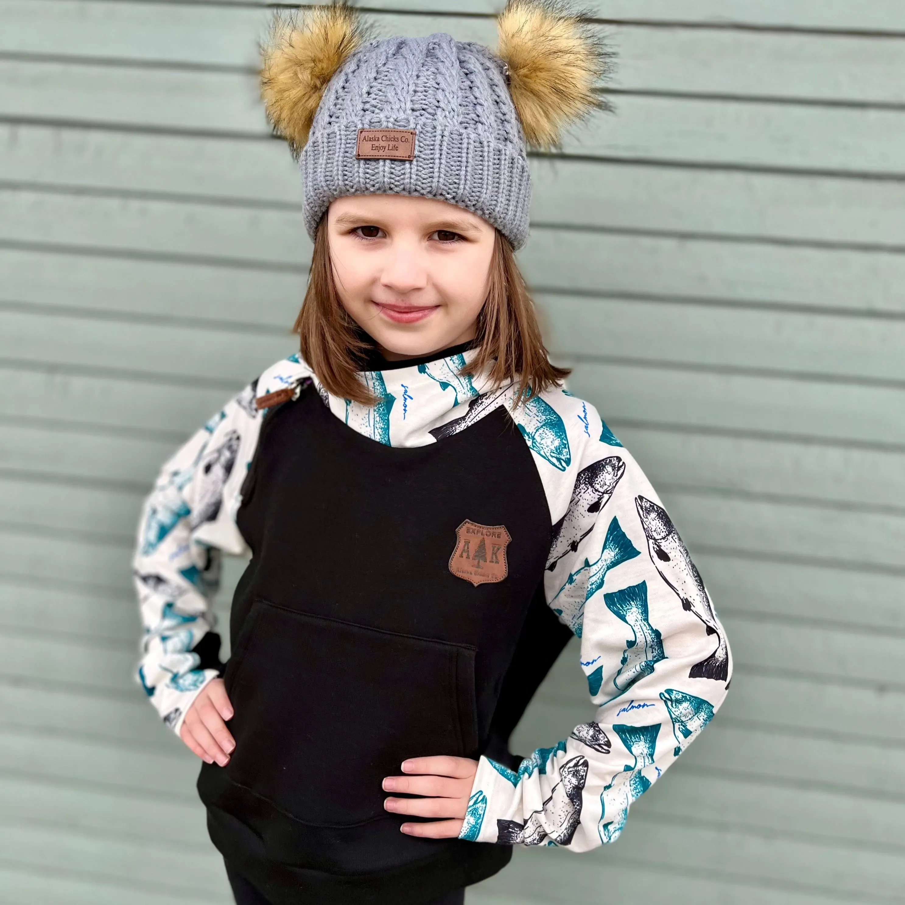 Girl's Salmon Sleeve Hoodie