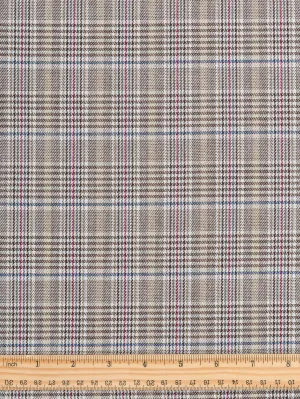 Glen Check Suiting Deadstock - Beige   Umber   Navy   Crimson - Swatch