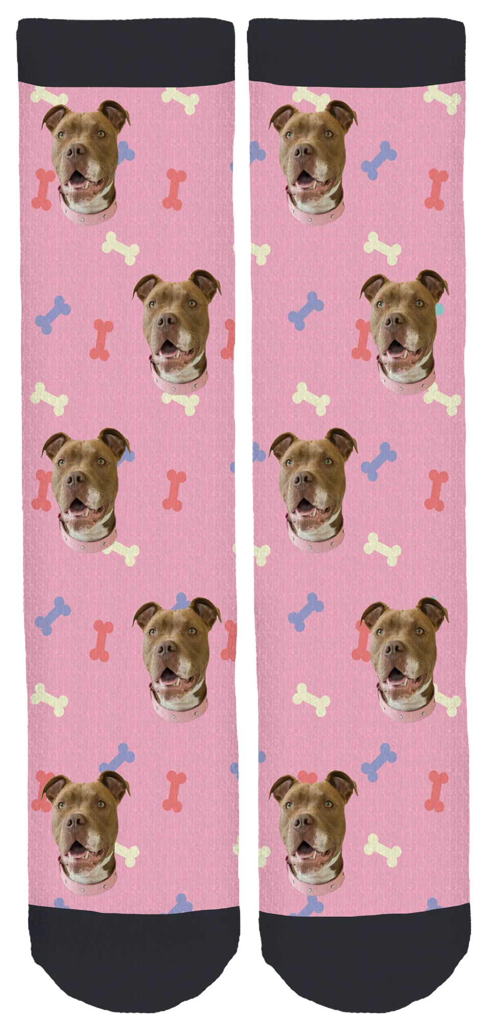 Hazel the Pitbull Pink Socks