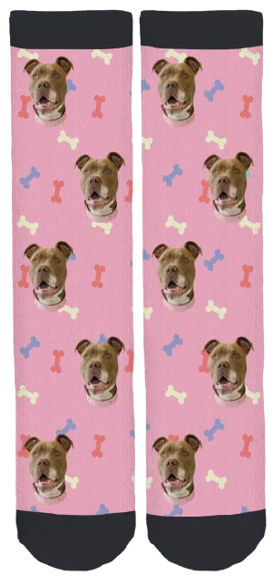 Hazel the Pitbull Pink Socks