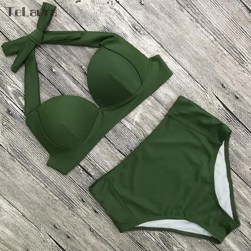 High Waist Bikini Halterneck Swimsuit Set