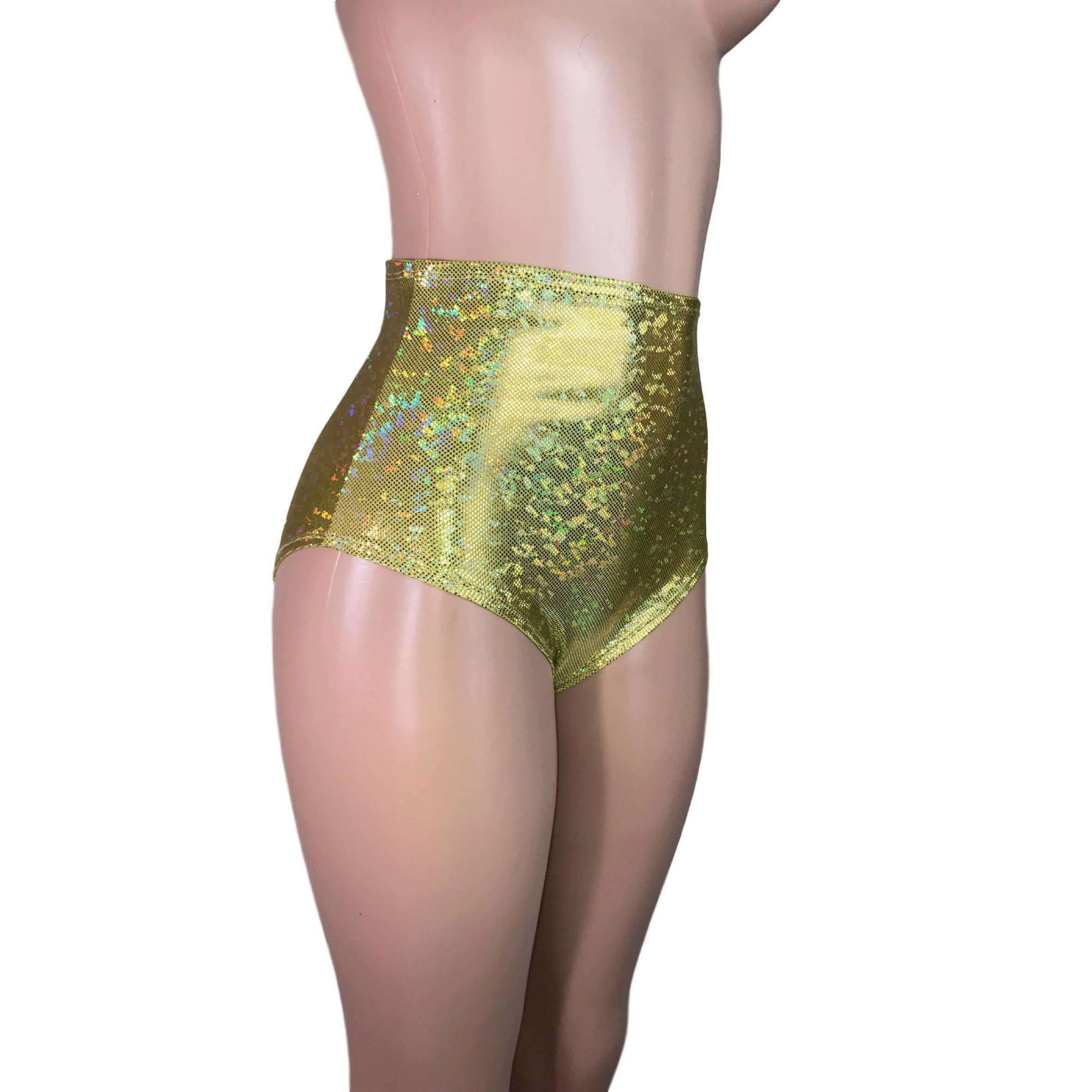 High Waist Hot Pants - Gold Shattered Glass