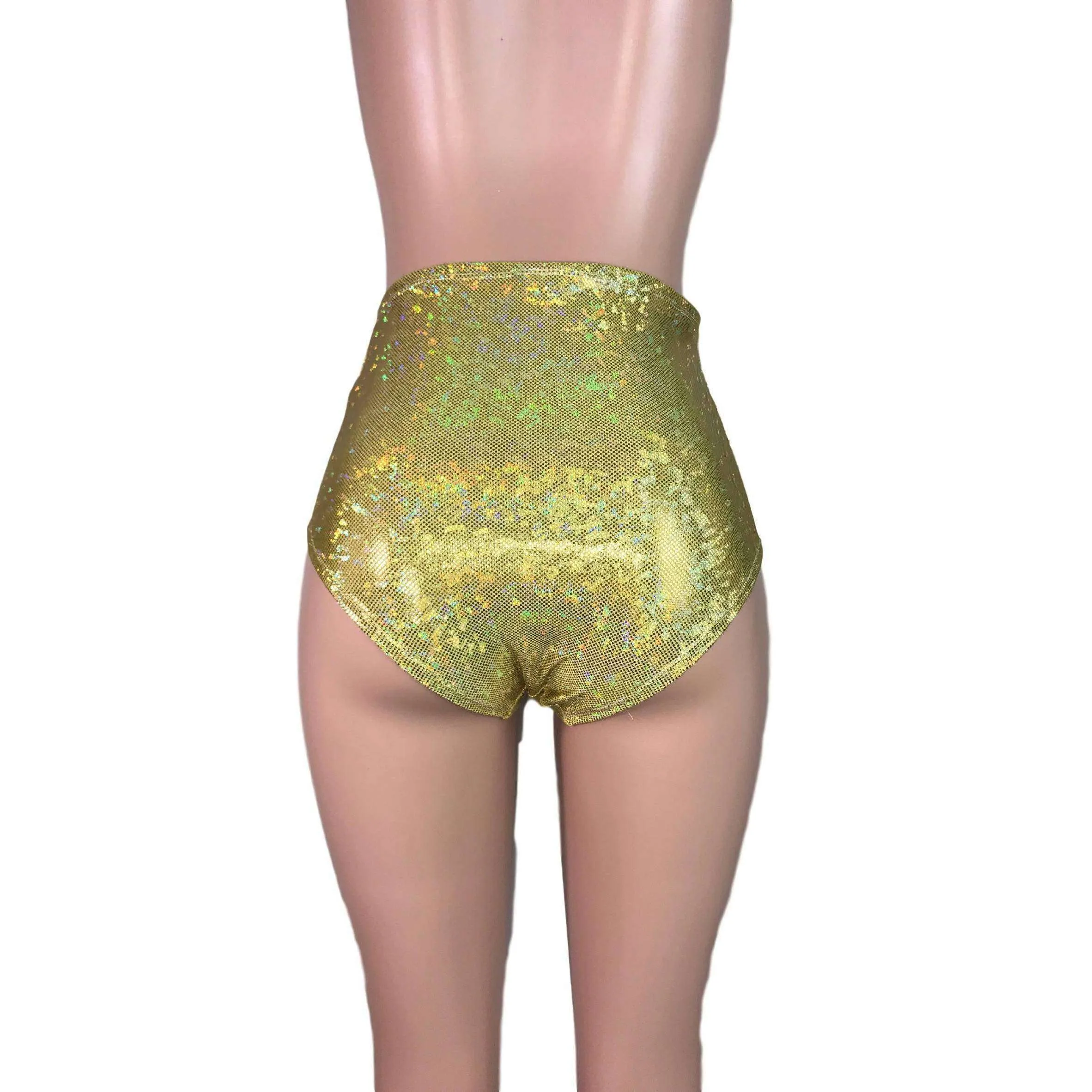 High Waist Hot Pants - Gold Shattered Glass