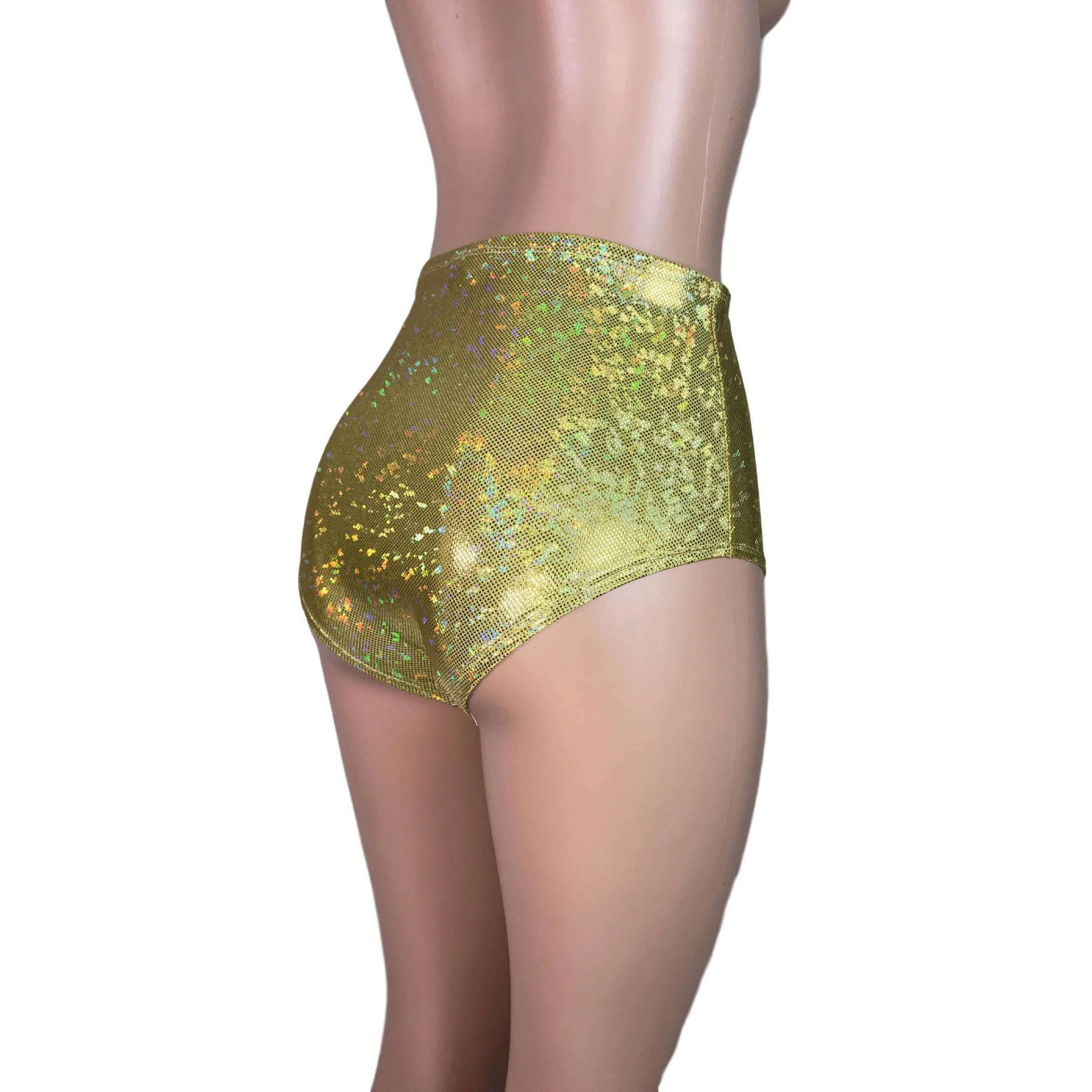 High Waist Hot Pants - Gold Shattered Glass