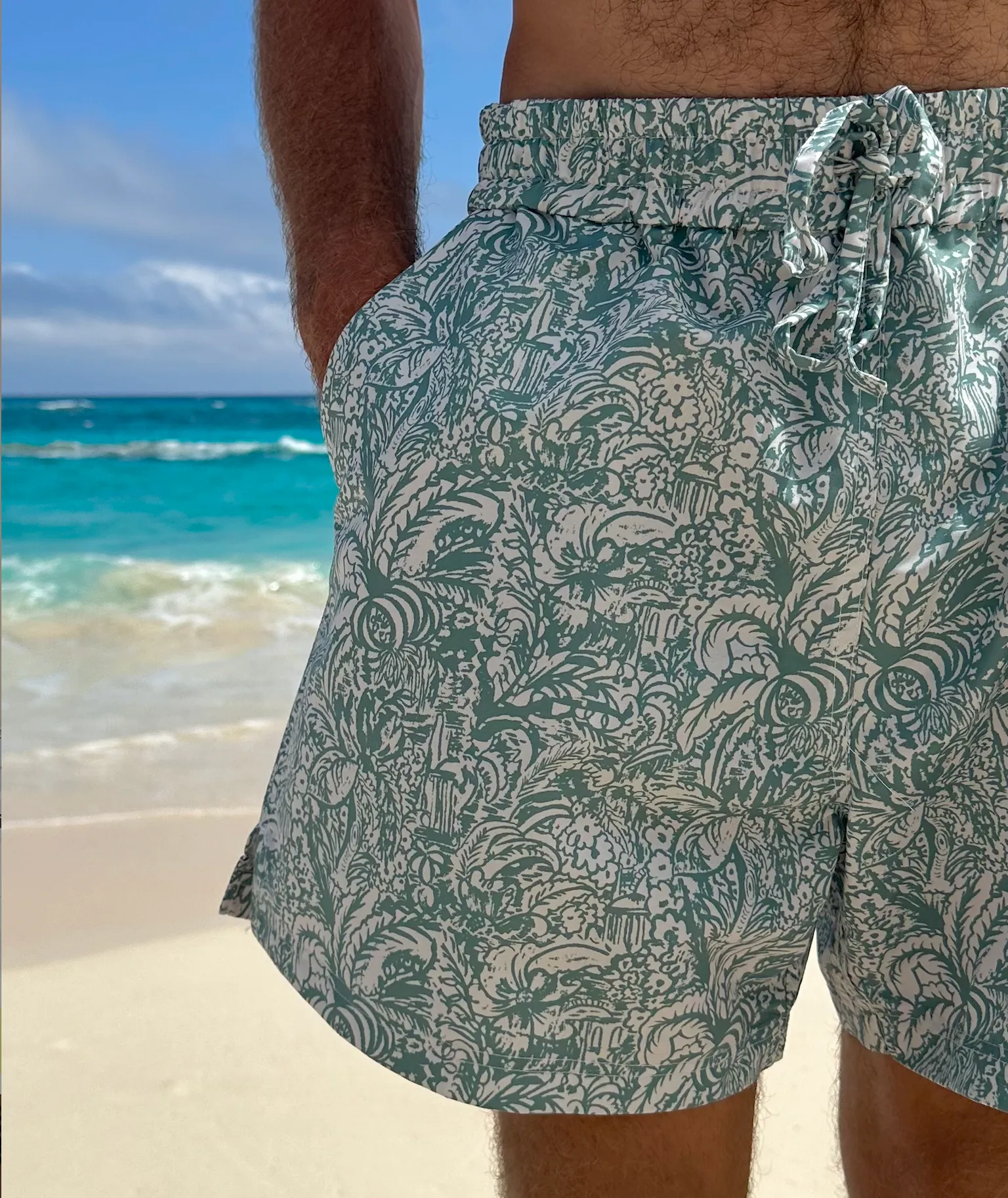 Holiday Swim Trunk in Aloe Path