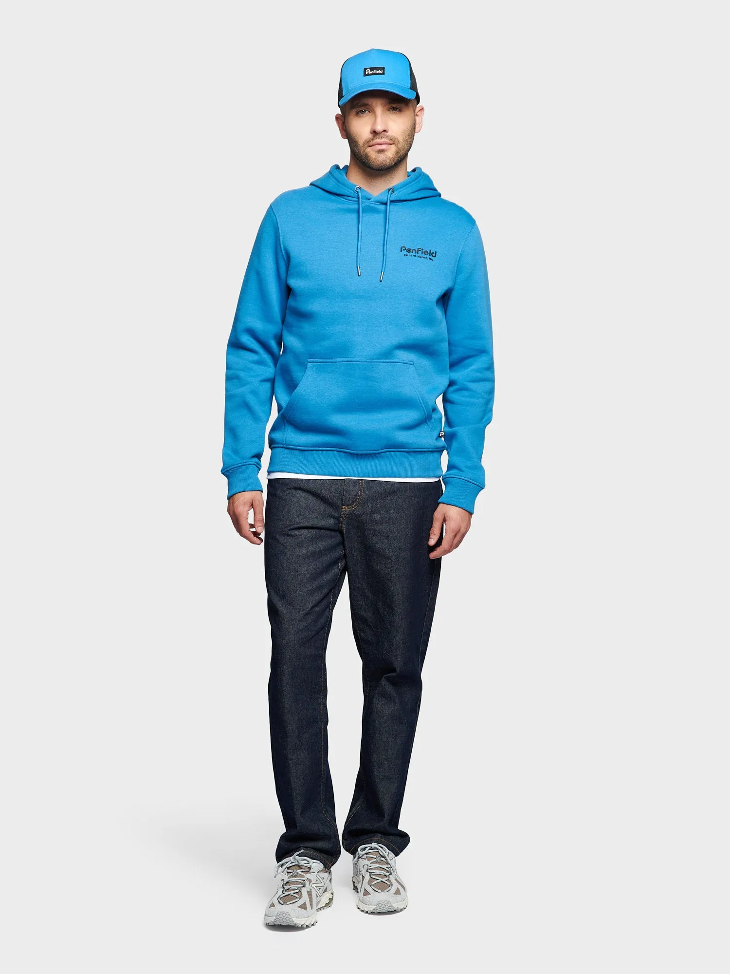 Hudson Script Hoodie in Vallarta Blue