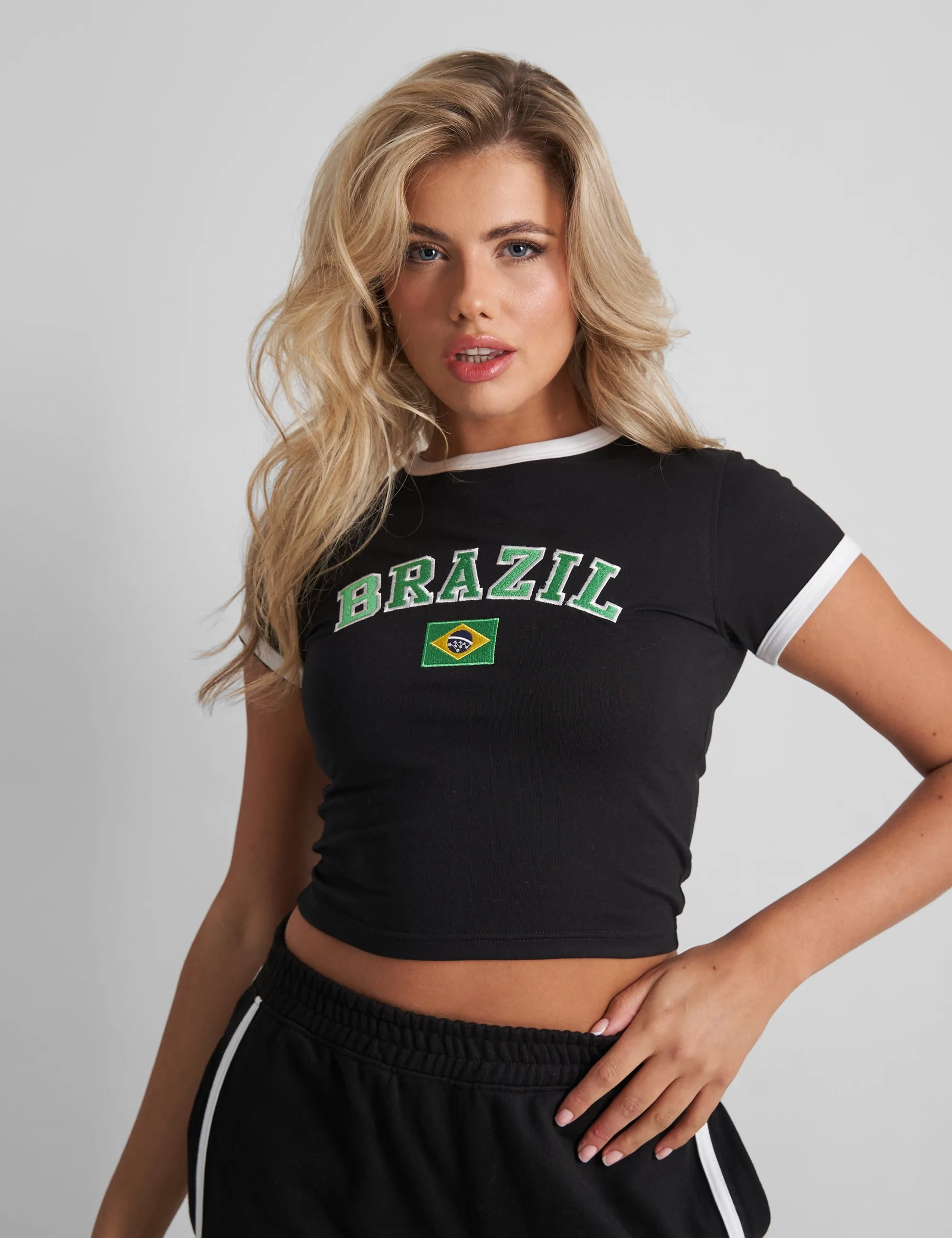 Kaiia Brazil Baby Tee Black