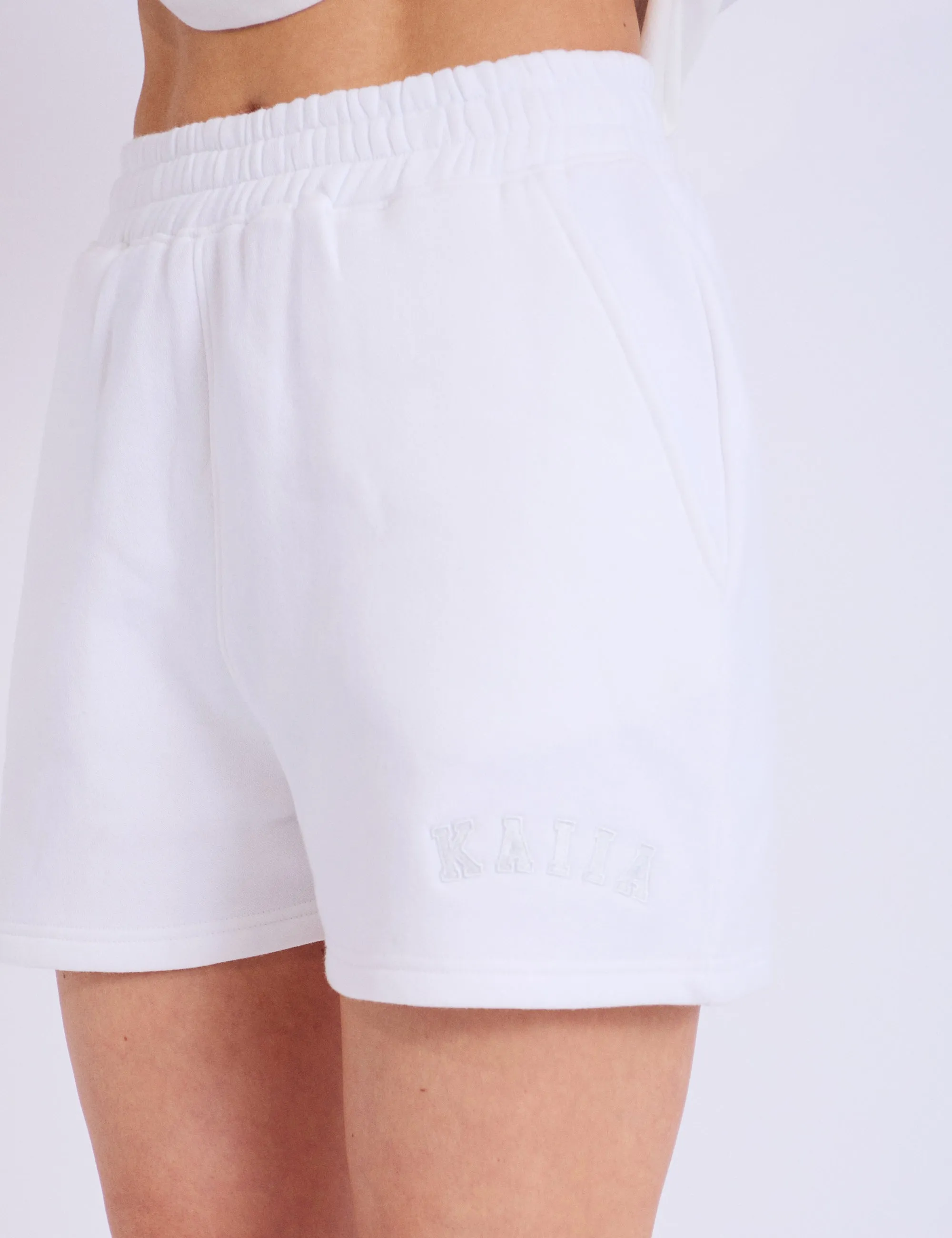 Kaiia Logo Sweat Shorts Off White