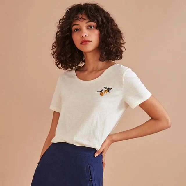 Lemons Embroidery T Shirt