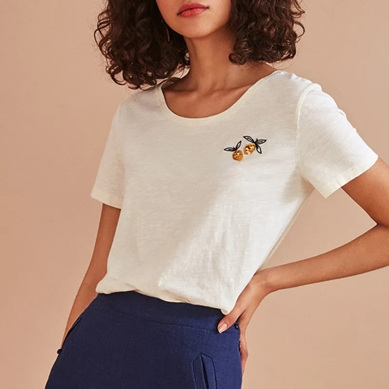 Lemons Embroidery T Shirt