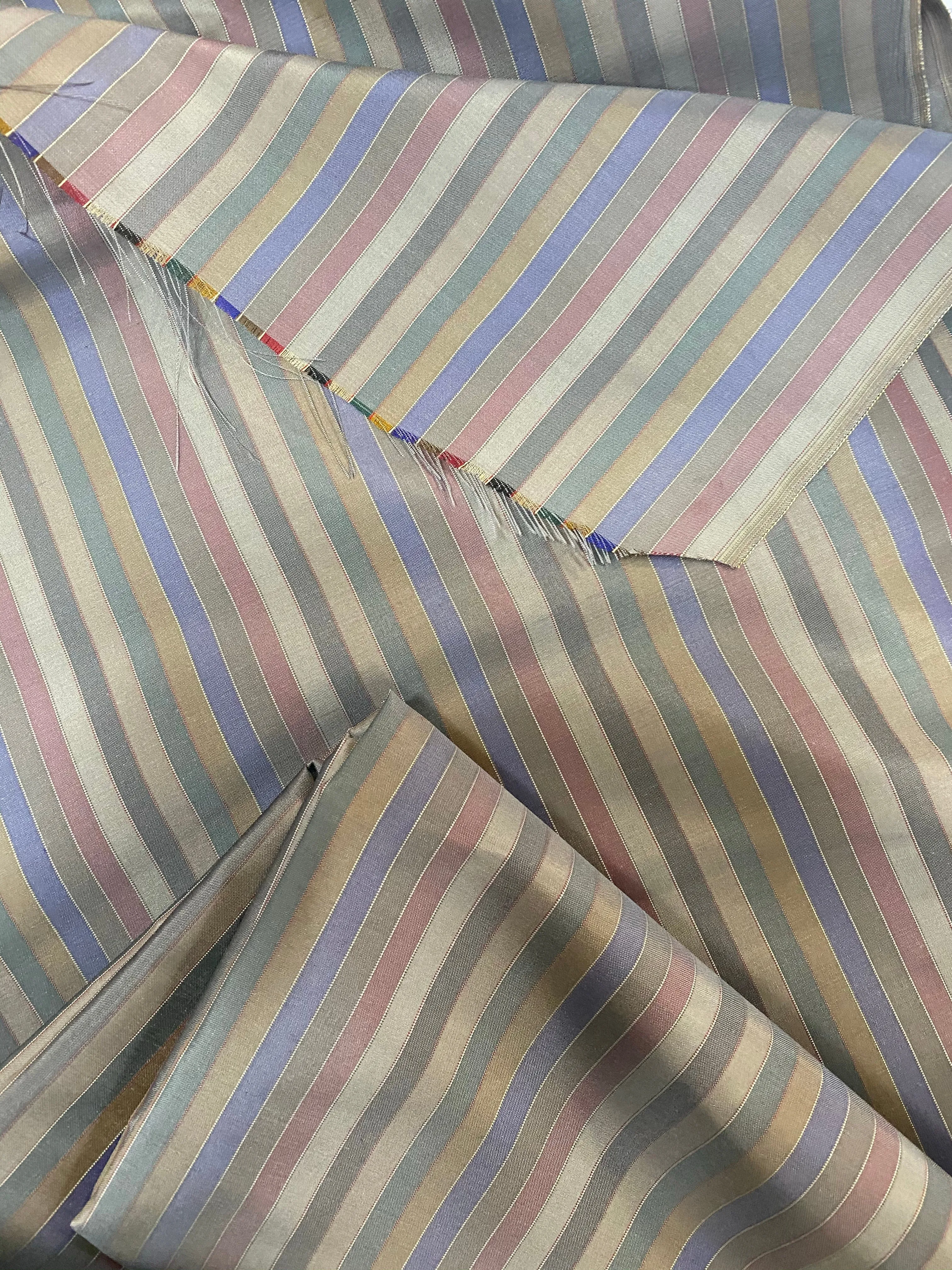 NEW Duchess Roxanne 100% Silk Taffeta Stripes - Blue-Grey SB_1_61