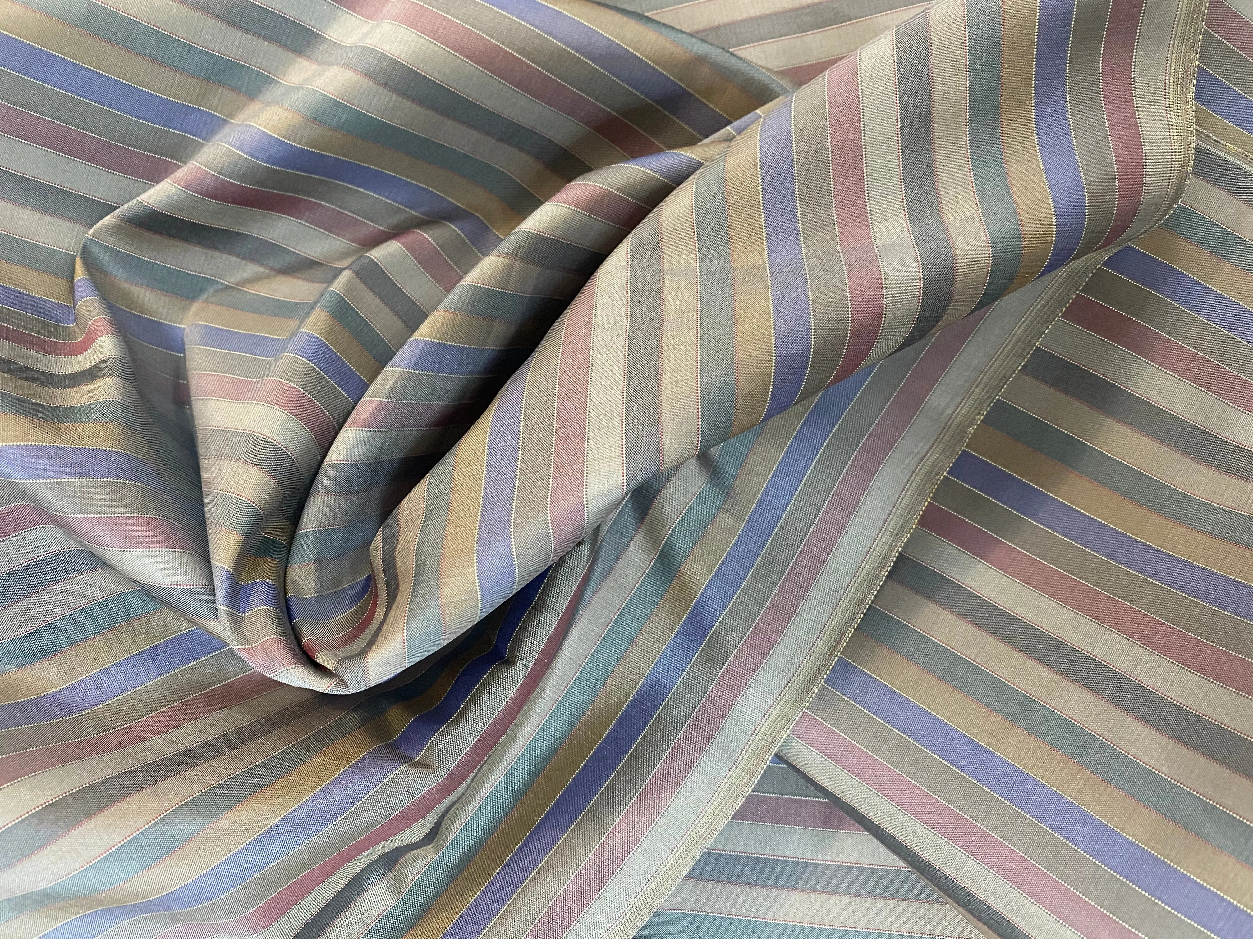 NEW Duchess Roxanne 100% Silk Taffeta Stripes - Blue-Grey SB_1_61