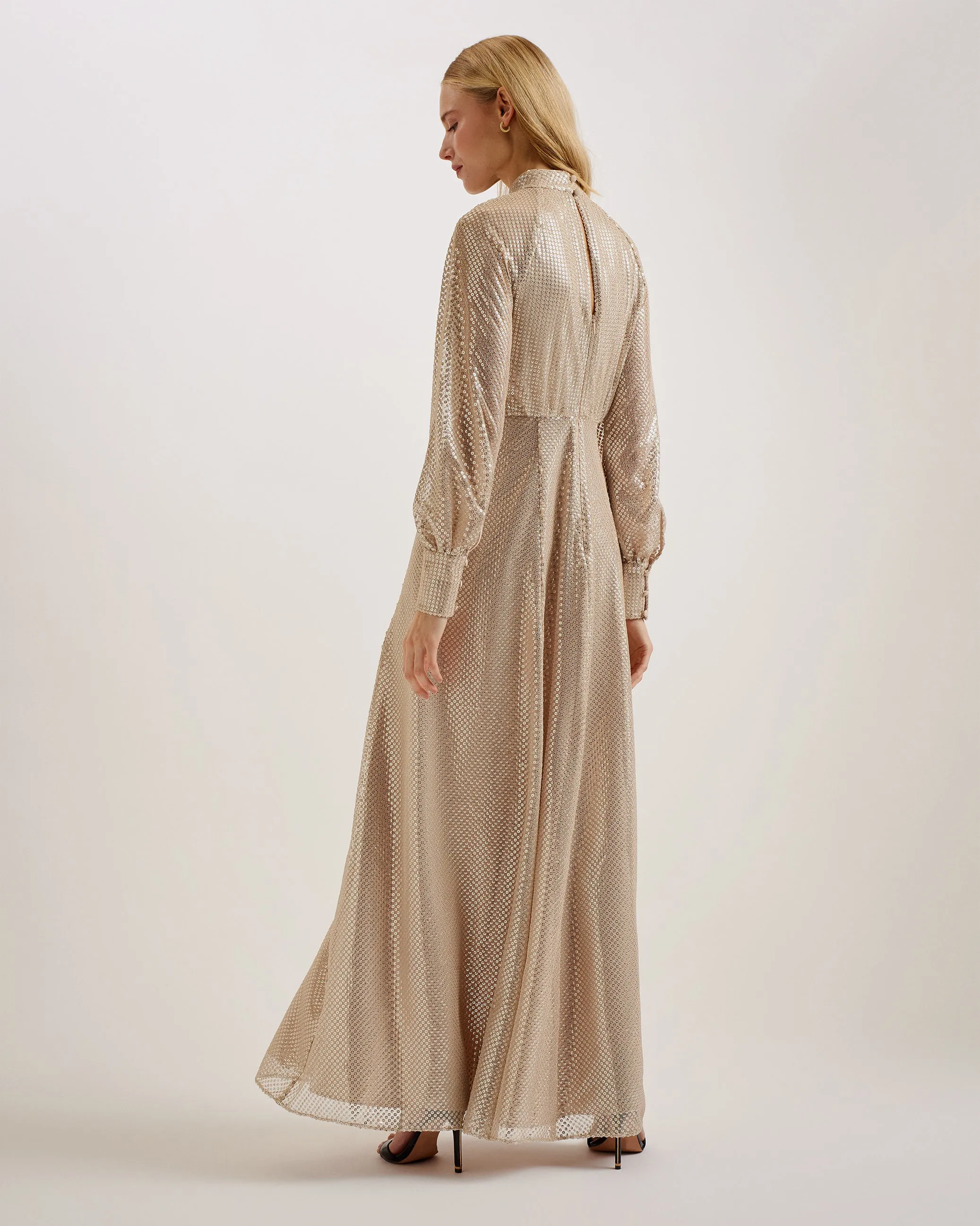 Pilica Draped Halterneck Maxi Dress Gold