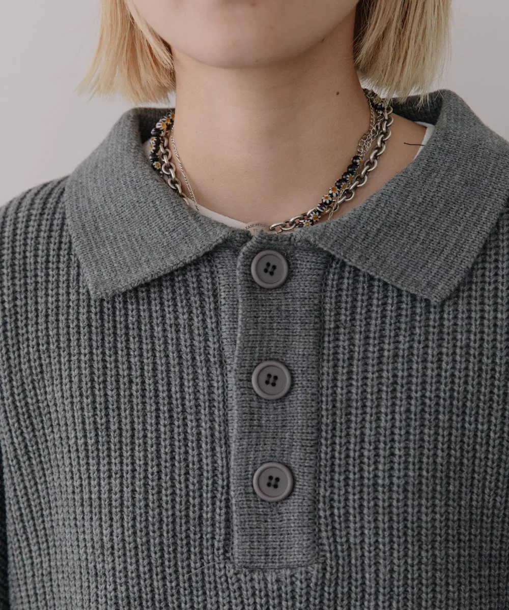 polo knit tops【gray last1】