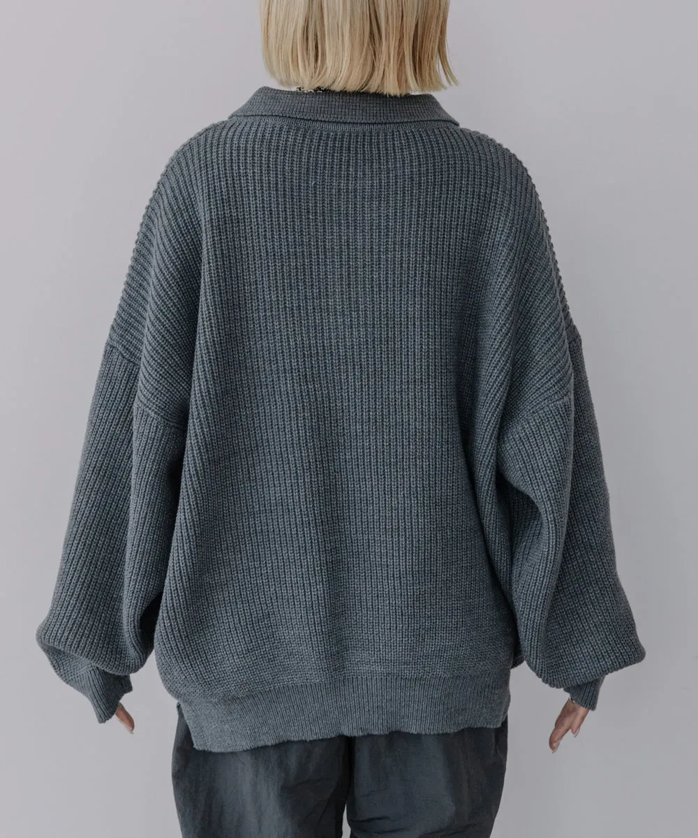 polo knit tops【gray last1】