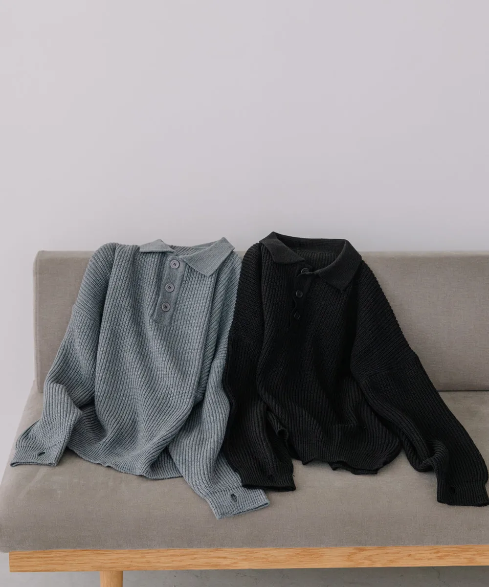 polo knit tops【gray last1】