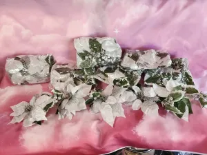 Pre-lit Poinsettia Christmas Garlands