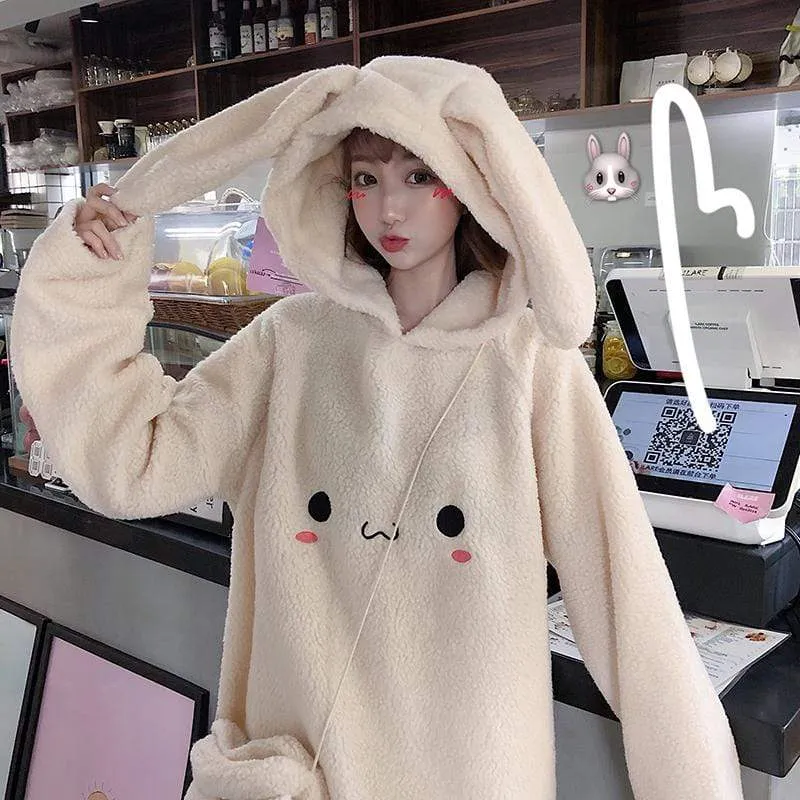 Rabbit Ears Loose Velvet Hoodies