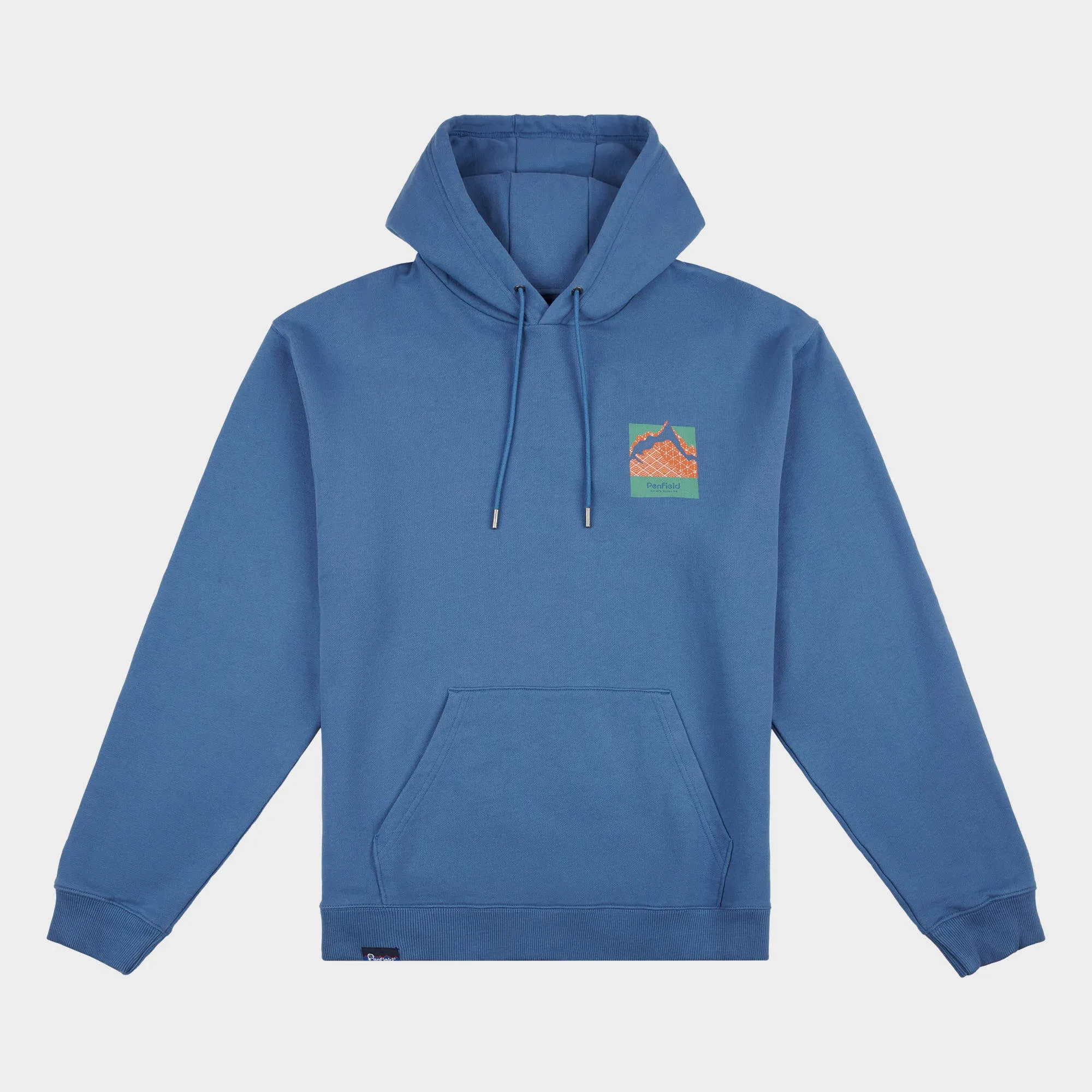 Relaxed Fit Mountain Back Print Hoodie in Blue Horizon