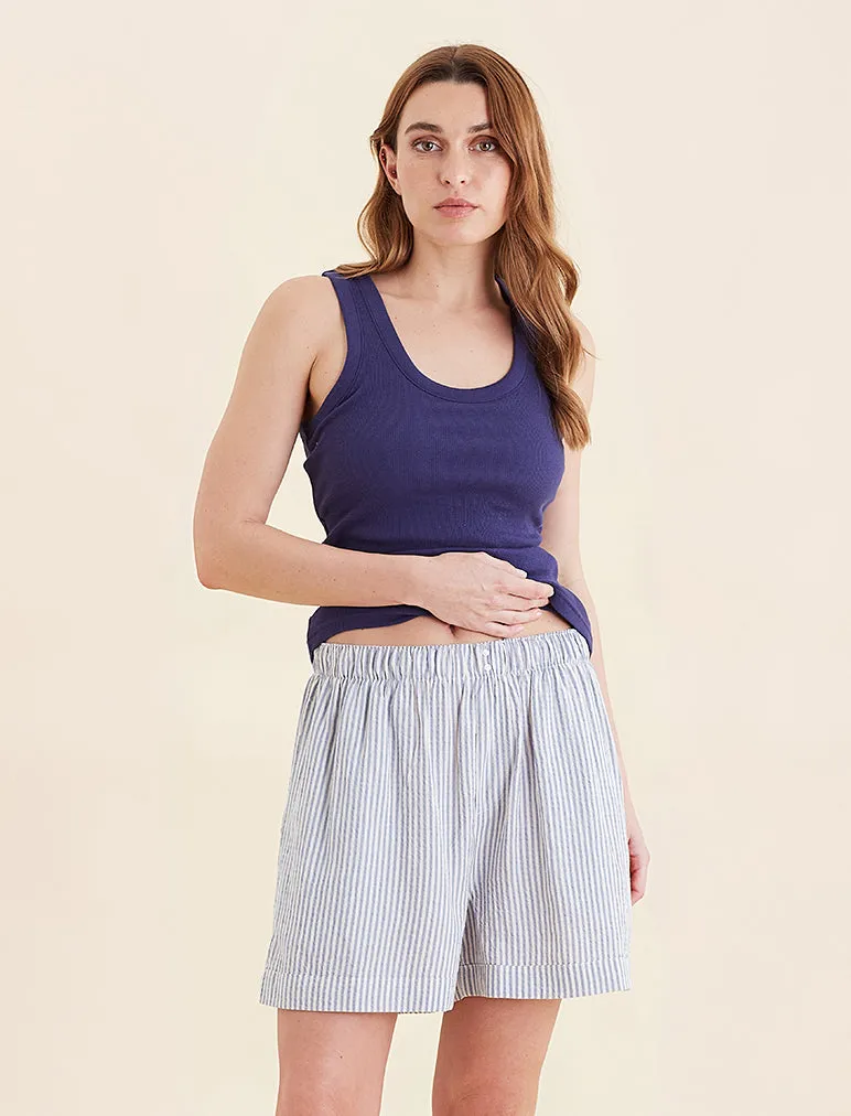 Sabine Seersucker Stripe Boyfriend Short