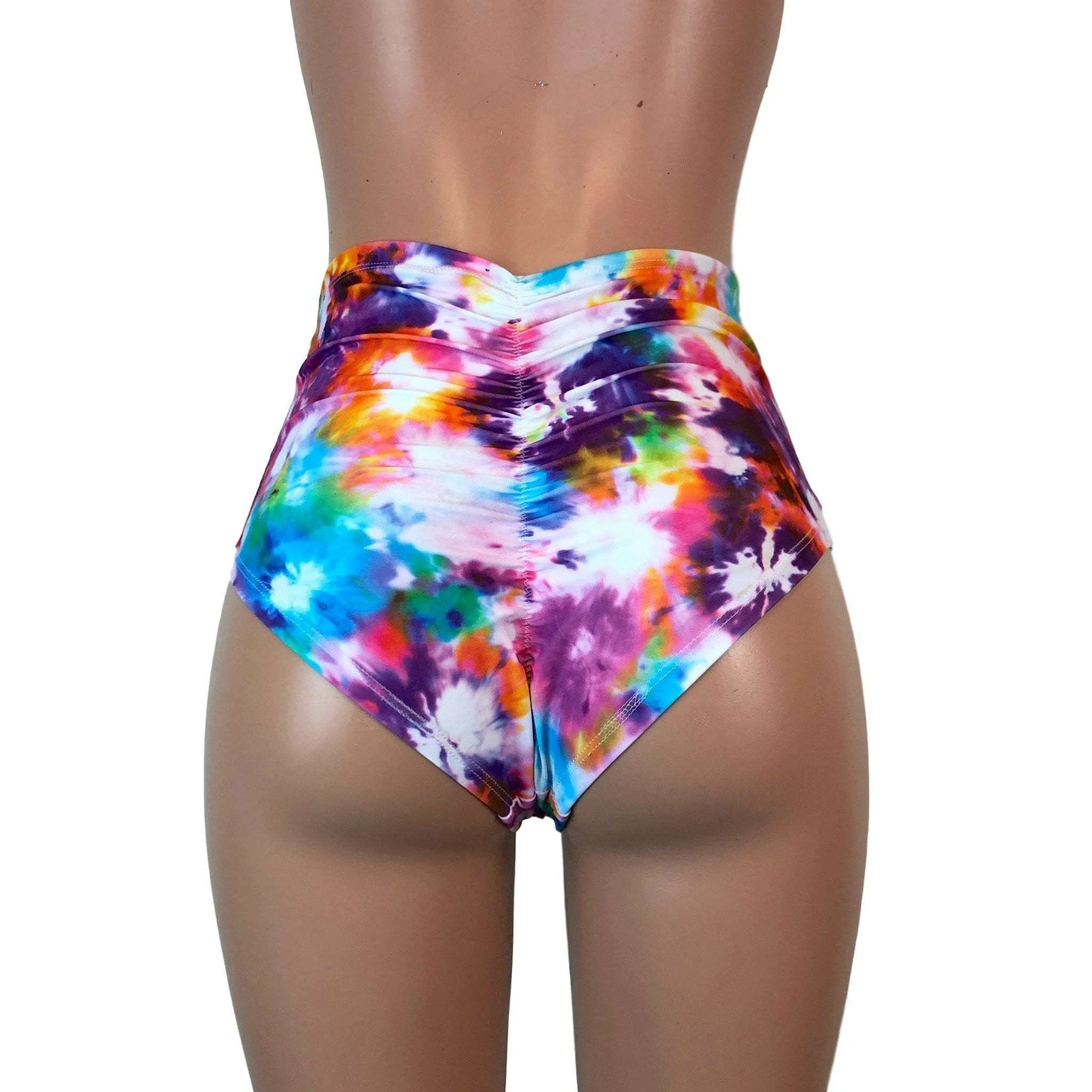 SALE - High Waist Scrunch Bikini Hot Pants - Tie Dye Blitz - Limited Sizes