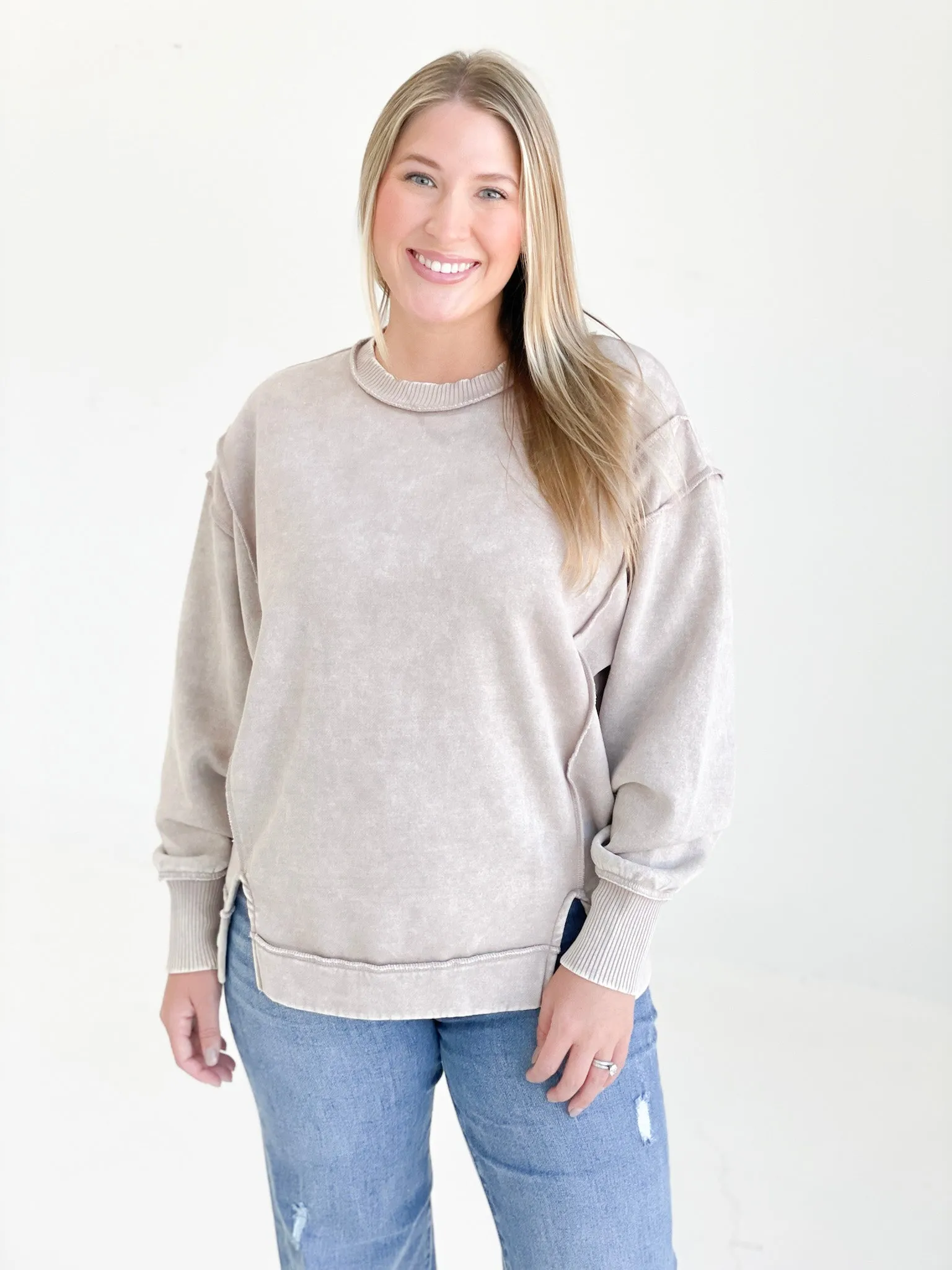 Seen It All Pullover Top - Ash Mocha