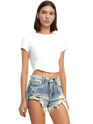 Sexy High Waist Ripped Blue Jean Shorts for Women