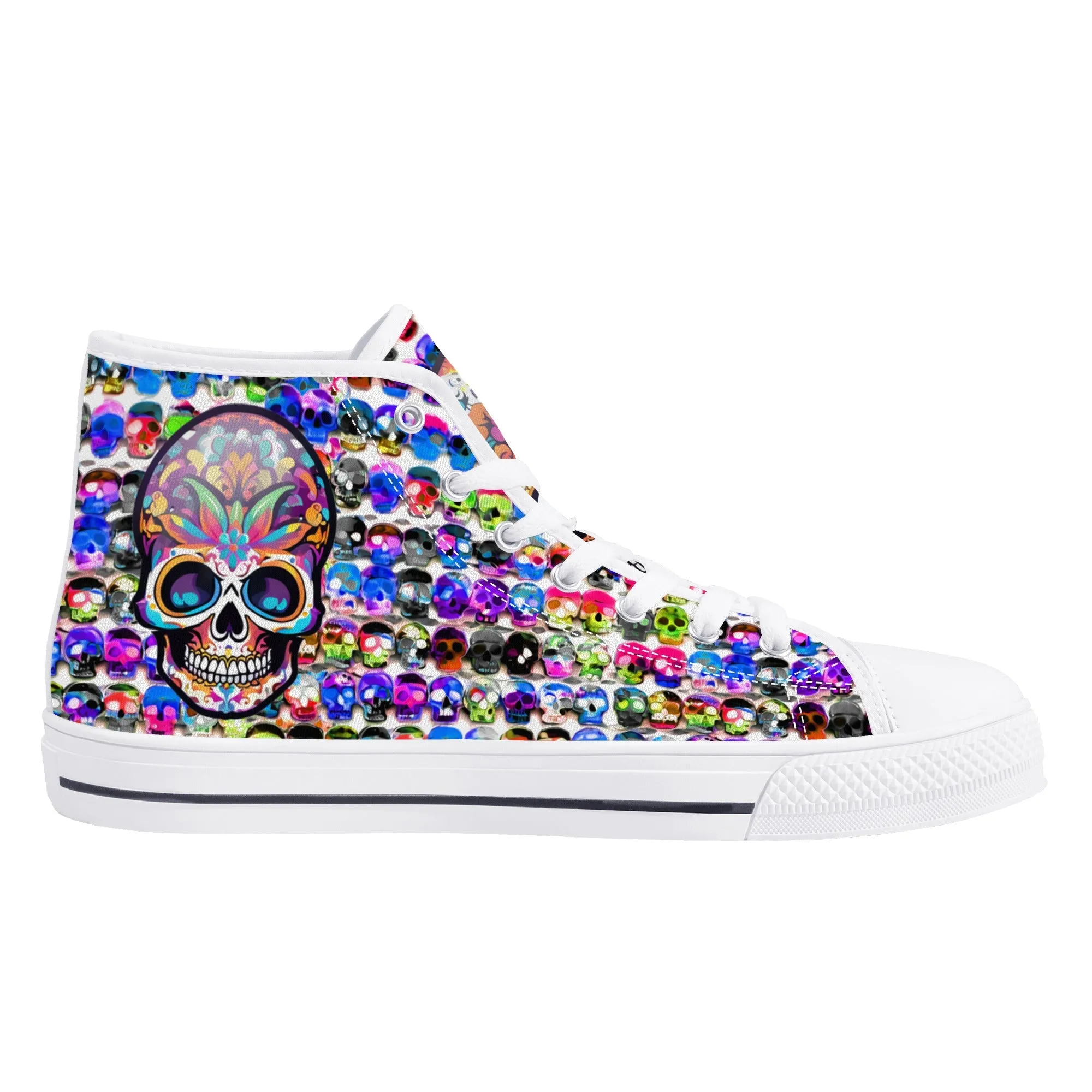 Skull Pattern Collection - Mens Classic High Top Canvas Shoes