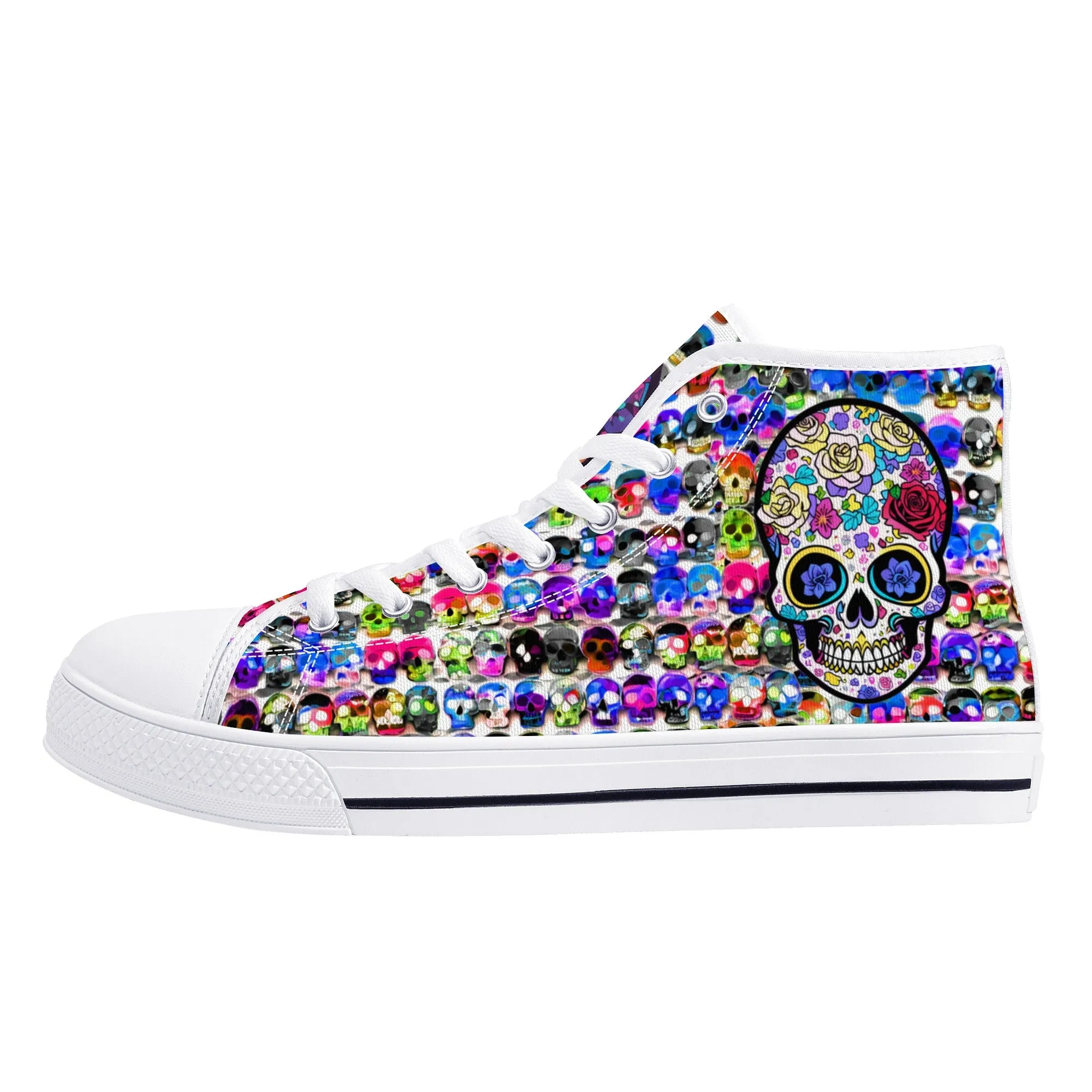 Skull Pattern Collection - Mens Classic High Top Canvas Shoes