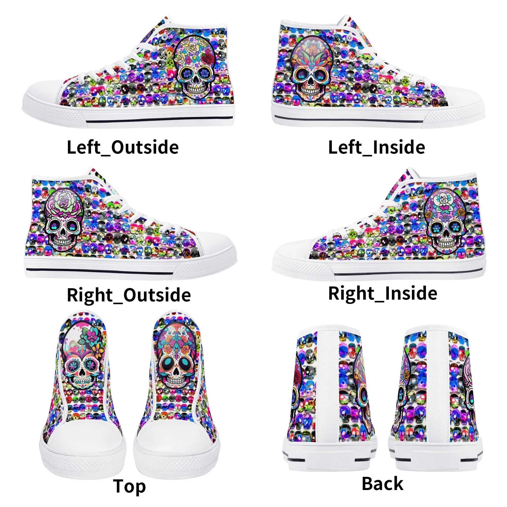 Skull Pattern Collection - Mens Classic High Top Canvas Shoes