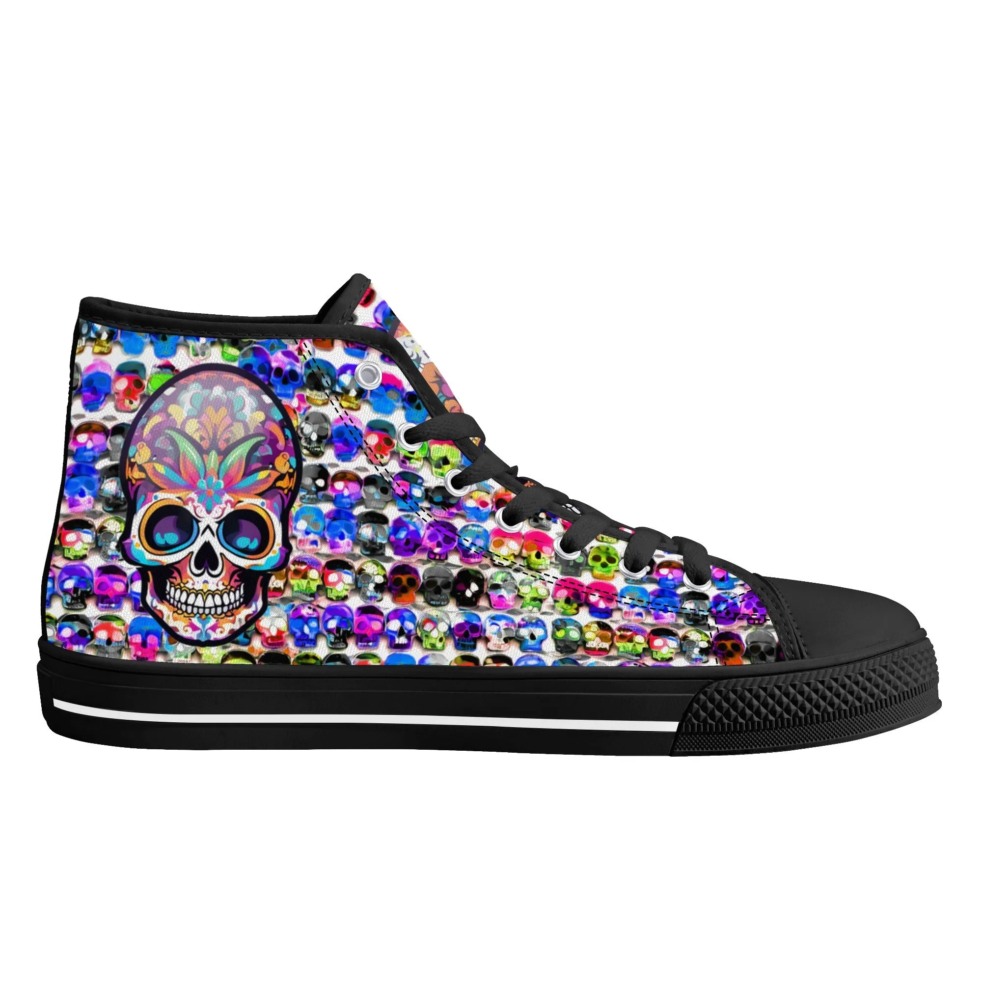 Skull Pattern Collection - Mens Classic High Top Canvas Shoes