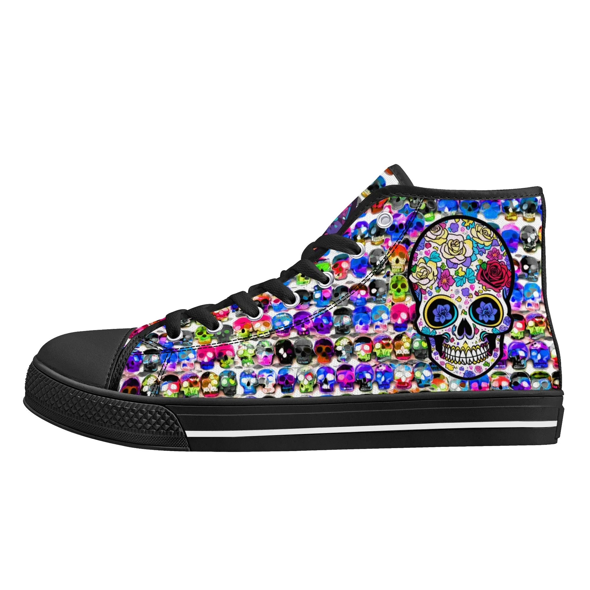 Skull Pattern Collection - Mens Classic High Top Canvas Shoes