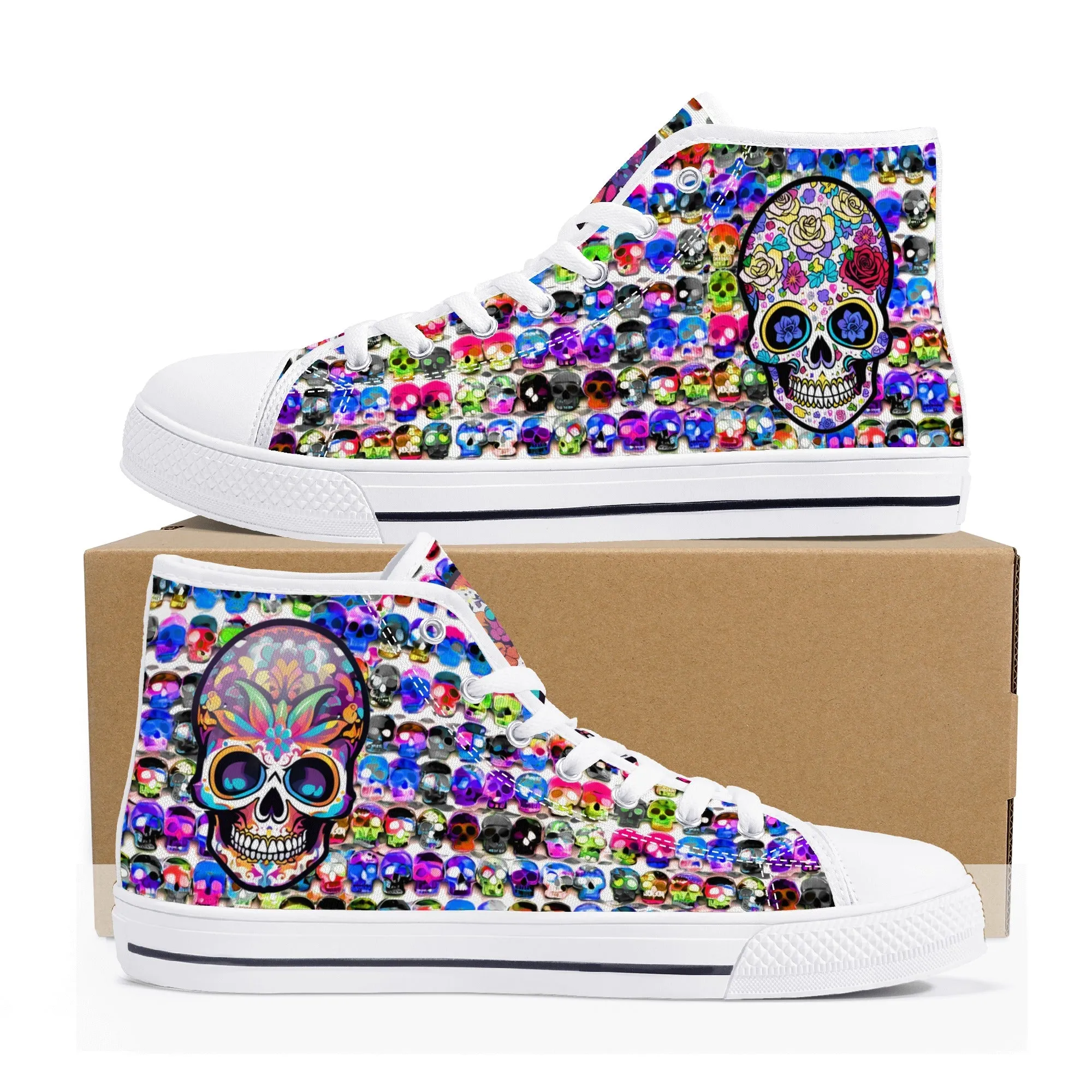 Skull Pattern Collection - Mens Classic High Top Canvas Shoes