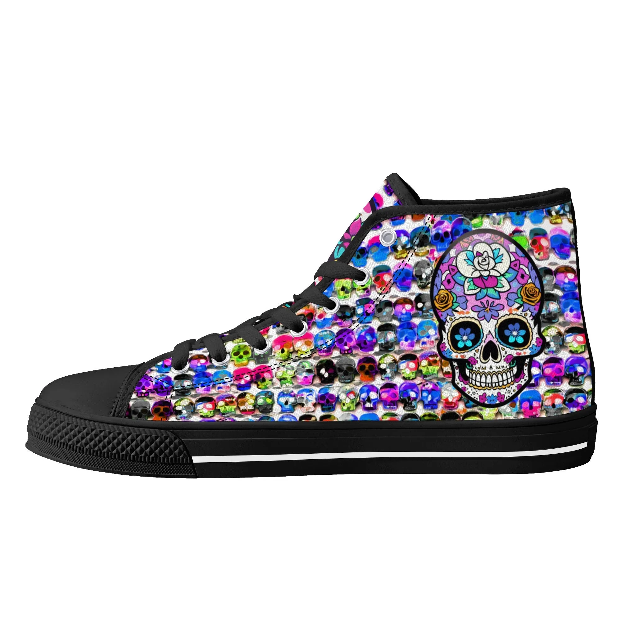 Skull Pattern Collection - Mens Classic High Top Canvas Shoes