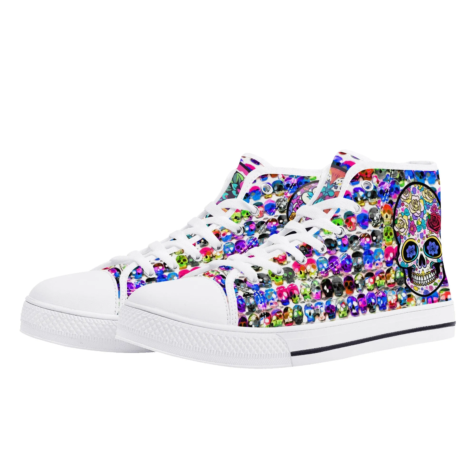 Skull Pattern Collection - Mens Classic High Top Canvas Shoes